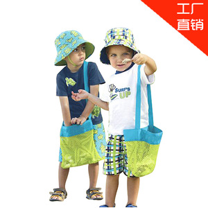 Bolsa de playa de malla para niños, bolsa de almacenamiento de juguetes cruzada resistente al agua con red verde y azul para jugar a excavar arena - Product Image 2