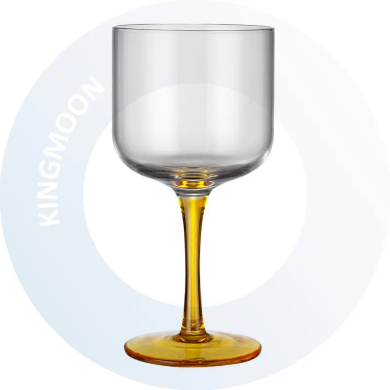 Copo de vinho com haste soprada à mão, copo de vidro francês colorido elegante de 500ml, design moderno para champanhe e água, ideal para venda