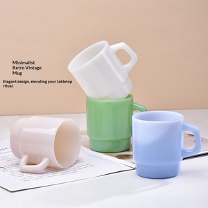 Tasse à thé en verre opaque couleur jade, tasse à café en verre borosilicate <span class=keywords><strong>de</strong></span> haute qualité avec poignée - Product Image 1