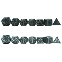 Usine de dés en gros personnalisé Bronze texturé métal dés jeu de cartes de luxe 7 pièces jeu de dés