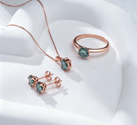Conjuntos de Joyería de Moda en Oro Rosa, Plata de Ley S925 con Certificación GRA, Corte Brillante de 4CT, Conjunto de Collar con Cadena de Moissanita para Mujer