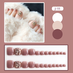 J08 Vente en gros <span class=keywords><strong>Faux</strong></span> ongles ballerine acrylique pailleté luxe Long cercueil ongles d'orteil presse personnalisée sur ongles - Product Image 4