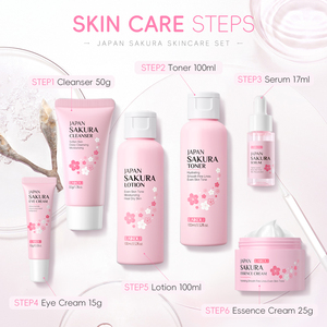 Produits faciaux Laikou Japan Sakura hydratants, anti-âge, éclaircissants et réparateurs, ensemble de soins professionnels pour la peau, 6 pièces - Product Image 4