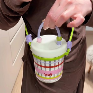 Fruit <b>Cup</b> With Lid Leak Proof <b>Large</b> Capacity Portable For Travel Outdoor Picnic Office Use Plastic Cute Design - Product Image 4