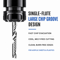 Pisau Frais Tungsten Carbide Tanpa Lapisan, Satu Mata Pisau, untuk Lembaran Plastik Akrilik/PC/PVC, Sudut Heliks 35°, Spiral Milling Cutter, Climb Milling