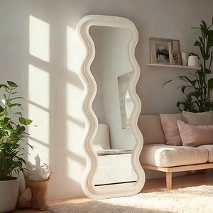 Contemporary <strong>Custom</strong> Design <strong>Standing</strong> Irregular <strong>Wave</strong> Mirror Long-Shaped Framed Glass for Home Dressing Bathroom Wall Decor Metal - Product Image 4