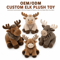 Fabricant de jouets en peluche personnalisés en forme d'élk, OEM ODM, vente en gros, animaux en peluche réalistes, poupées douces pour les mascottes de marque et les articles cadeaux