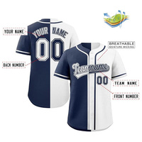 Maillot de baseball personnalisé New York bleu marine et blanc à rayures fines avec boutons intégraux en polyester par sublimation pour hommes et jeunes, sans logo officiel