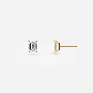 14k Gold Emerald Cut Lab Diamond Stud Earrings_ 3 Carat Ethical Fine Jewelry - Product Image 5