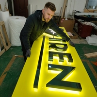 Enseigne métallique 3D personnalisée avec caractères lumineux, lettres 3D éclairées par LED haute luminosité, enseigne lumineuse 3D pour entreprise, enseigne lumineuse 3D à LED