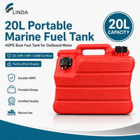 Réservoir de carburant marin portable Linda 20L RS, HDPE haute résistance, pour bateau de pêche/yacht, moteur hors-bord essence 2 temps/4 temps, CE