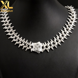 Exaggerated Punk Style Hip Hop Jewelry Wide Thick Heavy Gold Stainless Steel Spiked Thorns Cuban Link Bracelet for <b>Men</b> - Product Image 5