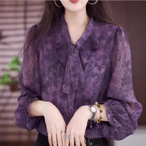 Blus sifon ukuran besar wanita, pakaian blus wanita sifon Motif bunga ukuran besar <span class=keywords><strong>4xl</strong></span> siap dikirim - Product Image 3