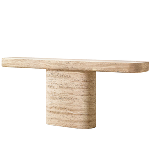 Modern Furniture Customized Marble Bedroom Natural Stone Travertine <b>Console</b> <b>Table</b> Wabi Sabi Design - Product Image 1