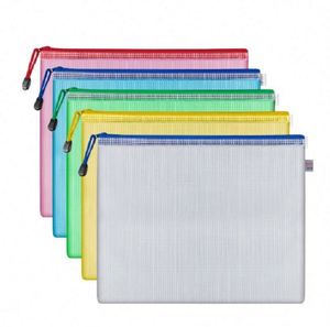 Sacs à fermeture éclair en maille multi-usages pour l'école, le bureau et la maison, pochette en plastique imperméable pour documents - Product Image 2