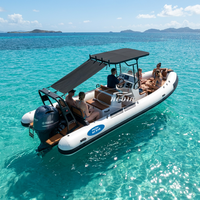 Yacht de sport de luxe Hedia 23 pieds RIB700, bateau en Hypalon PVC, coque en aluminium, certifié CE, moteur hors-bord 200 CV, capacité de 10 personnes