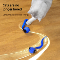 Jouet interactif électronique pour chat, mignon, en forme de dessin animé, balle roulante automatique, lumière LED, queue pelucheuse, 3 modes, rechargeable, en latex, pour l'exercice des animaux de compagnie