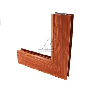 Aluminum wooden color 6063 t5 Extruded Aluminum Profile for doors & windows frame cross section custom window profile