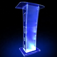 Pupitre pliable en acrylique avec éclairage LED pour conférences, discours, cérémonies d'ouverture et célébrations