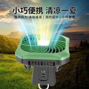 Ventilador portátil recargable para exteriores con diseño plegable para camping y uso en oficina, color negro, motor de corriente continua, funciona con batería. - Product Image 3