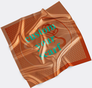 カスタマイズ可能な高級シルクスカーフクラウンプリント銅ゴールド幾何学的デザインプロフェッショナルデザインブランドネックストールスクエアスタイル - Product Image 1