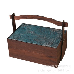 Boîte en bois créative rectangulaire, faite à la main, avec poignée en bois massif, emballage cadeau artisanal - Product Image 4