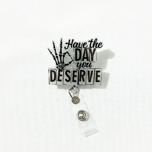 Bobine d'insigne de paillettes squelette amusant acrylique accessoires d'infirmière <span class=keywords><strong>porte</strong></span>-carte d'identité <span class=keywords><strong>porte</strong></span>-bobine d'insigne rétractable avec pince crocodile - Product Image 3