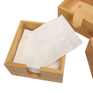 Square Bamboo Tissue Box Organizer Multipurpose Desktop Storage For Napkins And Tissues - Product Image 2