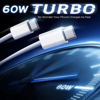 Cable USB-C a USB-C Trenzado de 60W a Precio de Fábrica, Cargador de Carga Rápida PD 60W 3A, Cable de Sincronización de Datos para iPhone 17 16 15 Pro Max