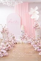 L2631 Bouquet de fleurs artificielles modernes en soie de 19 pouces, pivoines et lys roses, arrangements floraux pour centres de table de mariage, chemins de table et chaises