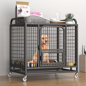 Cage en acier inoxydable pour chien, niche métallique, robuste, facile à transporter, avec roues - Product Image 2