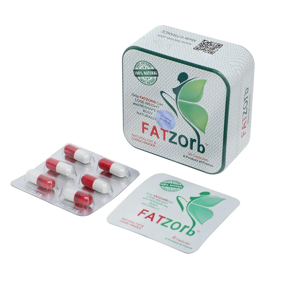 Fatzorb oem/odm แคปซูลลดไขมันสีแดงจริงพร้อมกล่องเหล็ก