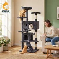 Arbre à chat multi-niveaux pour chats de grande taille, 137 cm de haut, tour à chat en peluche avec poteau à gratter en sisal, maison pour chat, lit, meubles