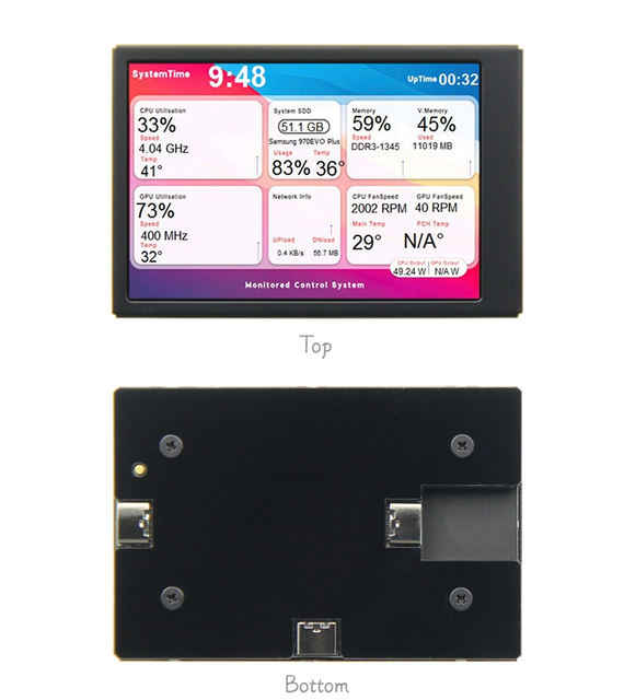 3.5-inch Type-C Monitor Secondary Screen Case USB Direct Connection Surveillance Computer HD IPS Screen Aida64