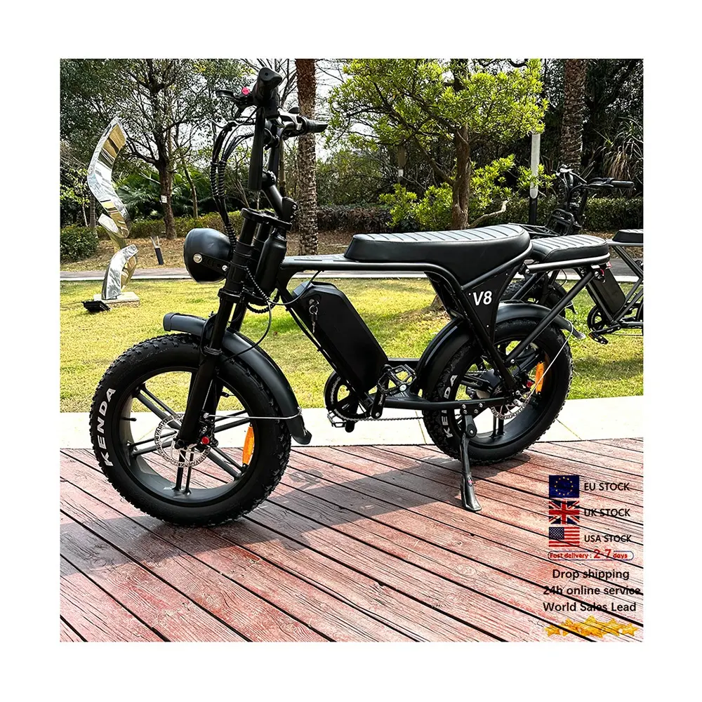 Bicicleta elétrica de dois lugares 20 "pneu gordo de montanha Fatbike bicicleta 48v 250w híbrido chopper bicicleta ebike design e bicicleta Off Road OUXI V8