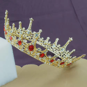 Corona de Reina Redonda de Cristal Verde Estilo Barroco Vintage, Tiara de Novia, Diadema, Accesorio para el Cabello para Vestidos de Fiesta - Product Image 5