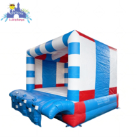 Lilytoys Château gonflable commercial rayé avec enclos en filet, structure de jeu en PVC de 0,55 mm pour événements