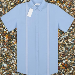 Camisas de Verano para Hombre, de Franela y Lino, Bordadas, de Manga Corta, Estilo Casual, con Solapa, Antiencogimiento, Corte Regular, 100% Algodón, Personalizadas - Product Image 2