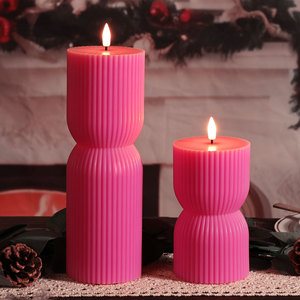 Candela LED Senza Fiamma Rosa Acceso di Mermei, Fatta a Mano in Cera di Paraffina, con Telecomando, a Batteria, Sicura per Feste di Compleanno - Product Image 4