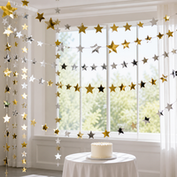 Guirlande en papier miroir étoile 3D de 4 m, décoration suspendue octogonale pour mariage, anniversaire, rideau de fond, décoration de chambre