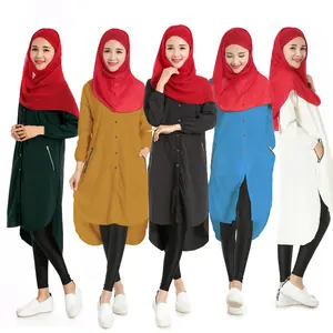 2022 Manufacture fancy dubai abaya long sleeve blouse malaysia muslim tops tunic dress islamic clothing women wear blouse