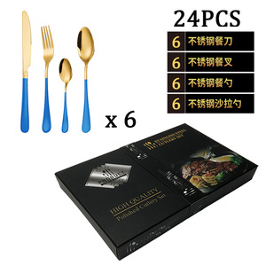 Juego de Cubiertos de Acero Inoxidable Dorado de 24 Piezas, Utensilios Pulidos para Servir la Cena - Product Image 3