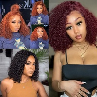 Promotion Letsfly 24$ Perruques Jerry Curly avec dentelle frontale 13x4, Perruques courtes bob frontales bon marché 100% cheveux humains pour femmes noires
