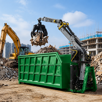 Conteneur hydraulique robuste à crochet avec système de chargement par grappin, bac à déchets mobile pour le recyclage des déchets de construction