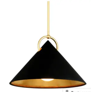 Lampada a sospensione moderna a sospensione a LED in foglia nera e dorata E27 lampadina