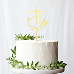 Party Dots Cross Dove Gold Acrílico Ecológico Comunión Bautizo Bautismo Baby Shower Cake Toppers para 8-13 años - Product Image 5