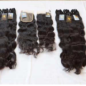 Extensiones de cabello humano Natural con diseño de logotipo personalizado, mechones y cierre, paquete de tejido con cierre, pelo Natural camboyano sin procesar - Product Image 1