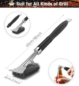 18inch Heavy Duty Grill <b>Brush</b> Scraper <b>Bottle</b> Opener Stainless Steel Bristles Plastic Durable Portable BBQ Cleaner for Charcoal - Product Image 2