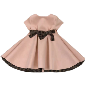 Vestido de Fiesta para Niñas 2026, Diseño a Cuadros, Cuello Redondo, Manga Corta, Cierre Trasero con Lazo, Largo hasta la Rodilla, Silueta Trompeta/Sirena, para Verano, ODM - Product Image 2