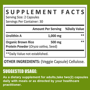 Cápsulas de Urolithin A OEM ODM con proteína de arroz integral orgánica en polvo, suplementos herbales para la salud y el bienestar, dieta saludable. - Product Image 3